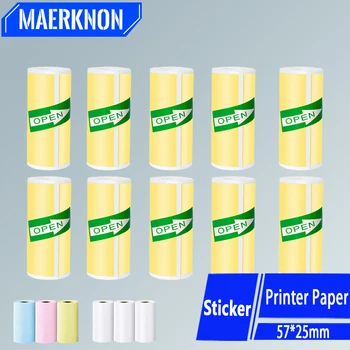 57*25Mm Hd Mini Printer Thermisch Papier Zelfklevend Rol Papier Label Sticker Foto Inktloze Afdrukken Draagbare Printer Kleur Papier