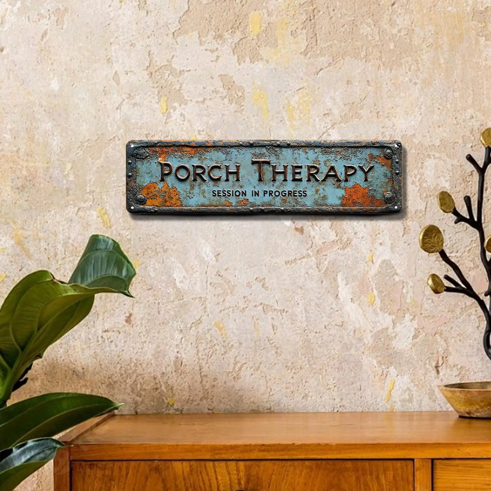 Outdoor Sign Metal Wall Art 40x10cm Distressed Vintage Sign for Porch Patio Garden Farmhouse Rustic Decor Housewarming Gift