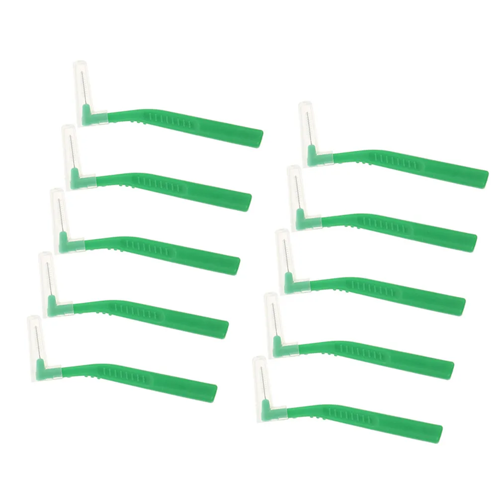 

Набор из 10 портативных межзубных щеток L-образной формы для удаления налета, из нержавеющей стали, простые в использовании, для чистки межзубных промежутков