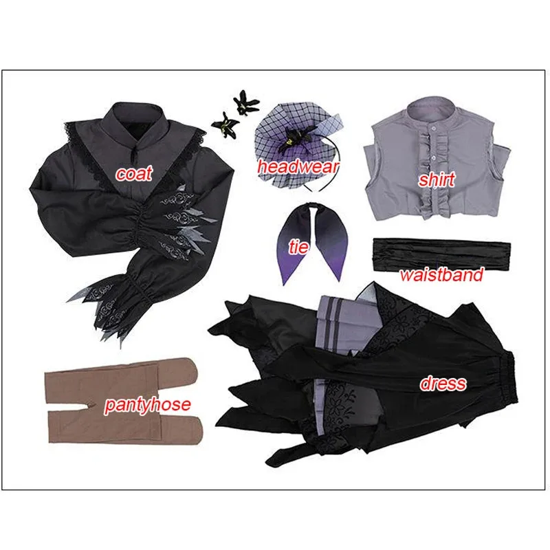 Asahina Mafuyu 코스프레 의상 가발 블랙 로리타 드레스 프로젝트 Sekai 할로윈 파티 여성을위한 다채로운 무대 Feat 유니폼 복장
