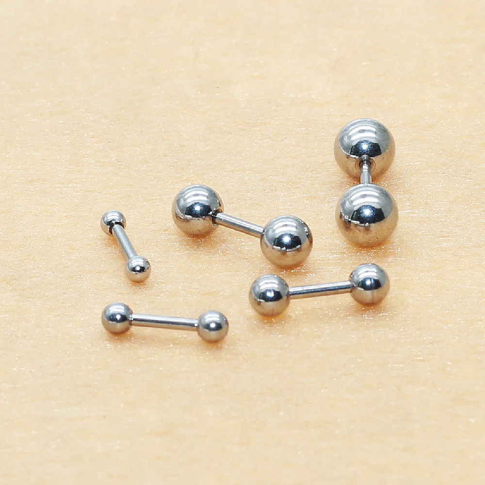 Unisex 1 Pair Round Balls Screw Stud Earrings 316 L Stainless Steel Never Fade Allergy Free