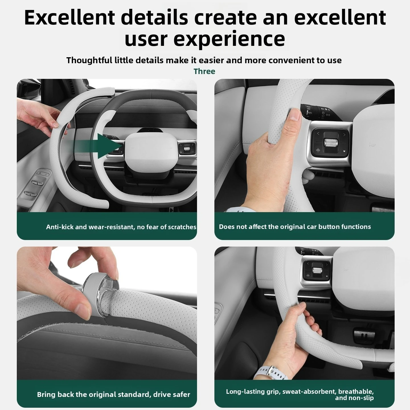 For Volkswagen ID. Era 9X 【 Steering wheel case cover+car return label 】 ABS+Nappa leather material anti fouling and anti slip