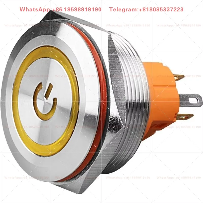 Interruptor de botón metálico de 30 mm, acero inoxidable, autoblocante, reinicio, 12, 24, 36 V, acero inoxidable 304