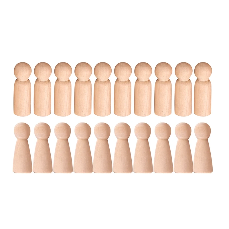 Wooden Peg Doll Unfinished Wooden People Plain Blank Bodies Angel Dolls For DIY Craft Pack Of 20