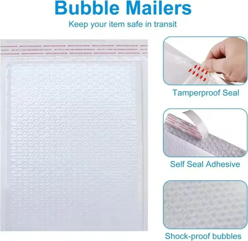 50-10Pack Bubble Envelopes Bag Pearlescent Film Waterproof Bubble Bag Packaging Express Self-Seal Goods Business Mailing Package