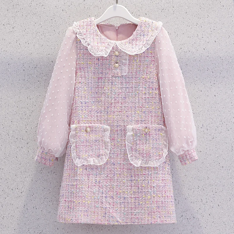 Autumn Children Clothes for 6 8 10 12 14 Years Baby Girls Dress Spring Preppy Style Dress for Girls Long Sleeve Kids Dresses