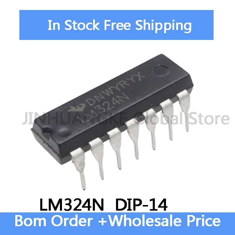 10-50 peças novo original lm324n lm324 dip-14 quatro chip amplificador operacional em estoque atacado