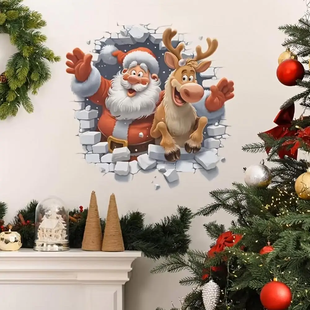 1pc 2D Santa Claus Wand Aufkleber Abnehmbare PVC Weihnachten Aufkleber Wohnzimmer Home Party Dekoration Festliche Lieferungen Selbst Klebe