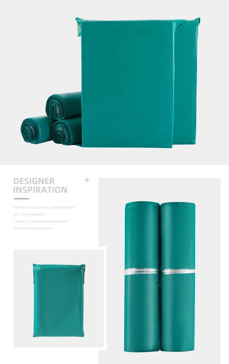 100PCSGreen Courier Packing Bags, New Material Self-adhesive Waterproof Bags for Logistics Packaging