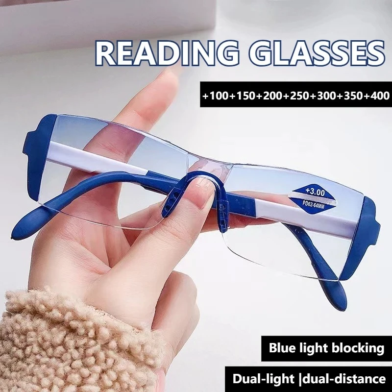 Dual-Licht-Anti-Blau- und Anti-Ermüdungs-Lesebrille für Männer und Frauen, Presbyopie-Brille mit ultraleichter Entfernung und doppeltem Verwendungszweck