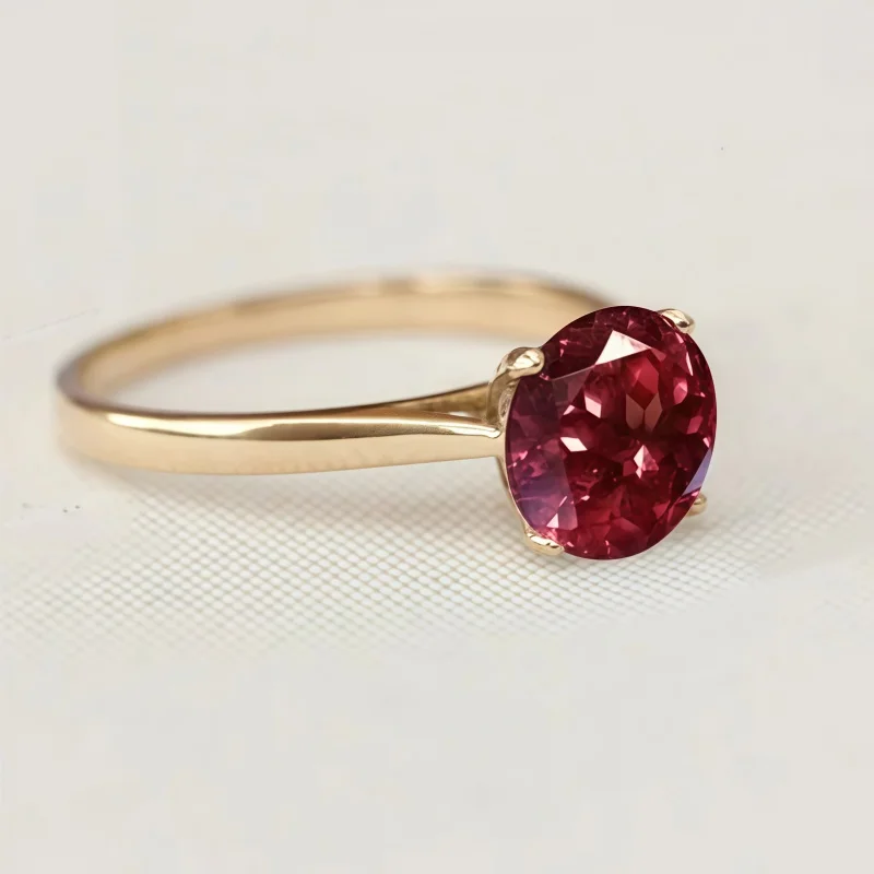 Classic, charming, elegant, timeless, inlaid with red round zircon women's ring, wedding ring, versatile daily temperament