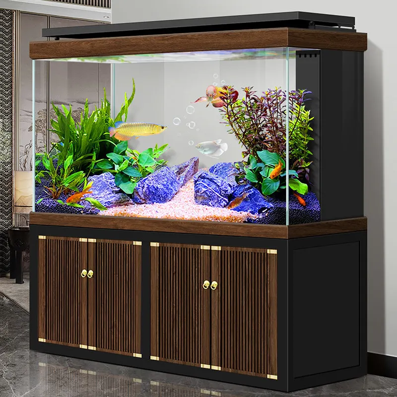 

Неокитайский аквариум для арованы - большой напольный аквариум-разделитель с усовершенствованной нижней фильтрацией и ультрапрозрачным стеклом JT40