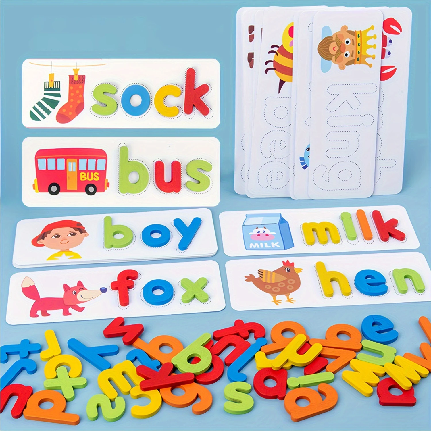 See And Spell Matching Letter Toy Alphabet Sight Words Flash Cards Matching Letter Games Preschool Educational Learning Toys