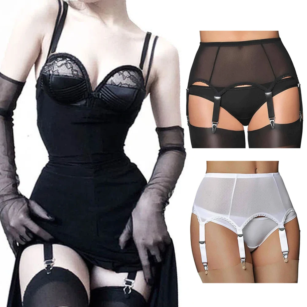 

Plus Size Six-Straps Garter Belt Sexy Lingerie Suspender Elastic Adjustable Buckle Anti Slip Lace Suspender AT Field