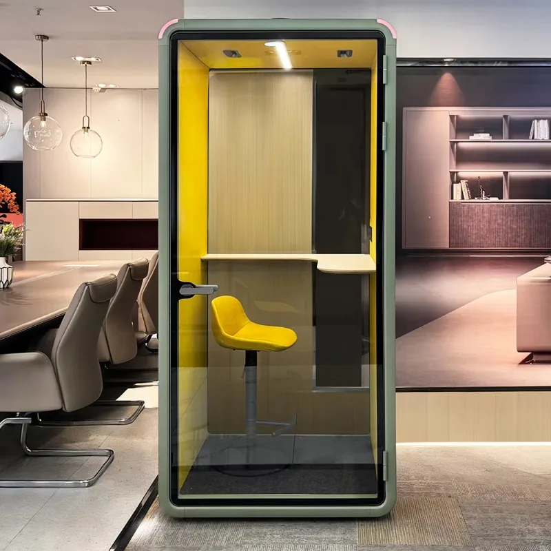 Eco-Friendly Grade Quiet Acoustic Office Pod Noise Reduction Private Phone Booth Movable Indoor Work Enclosure Customized Color