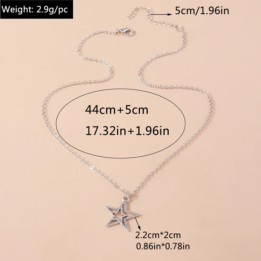 Aihua Exquisite Y2K Silber Farbe Kristall Sonne Mond Sterne Halsketten für Frauen Koreanische Temperament Schlüsselbein Kette Schmuck Geschenke – Detail 2
