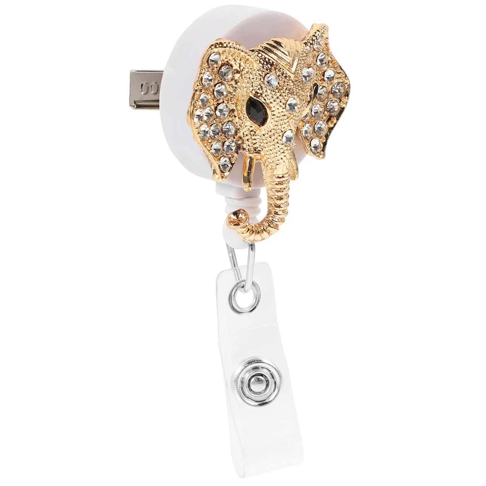 Elephant Badge Clip Metal Retractable Id Holder with Reel Clip for Scanning Swiping Instant Access to Badges Keys Name Cards