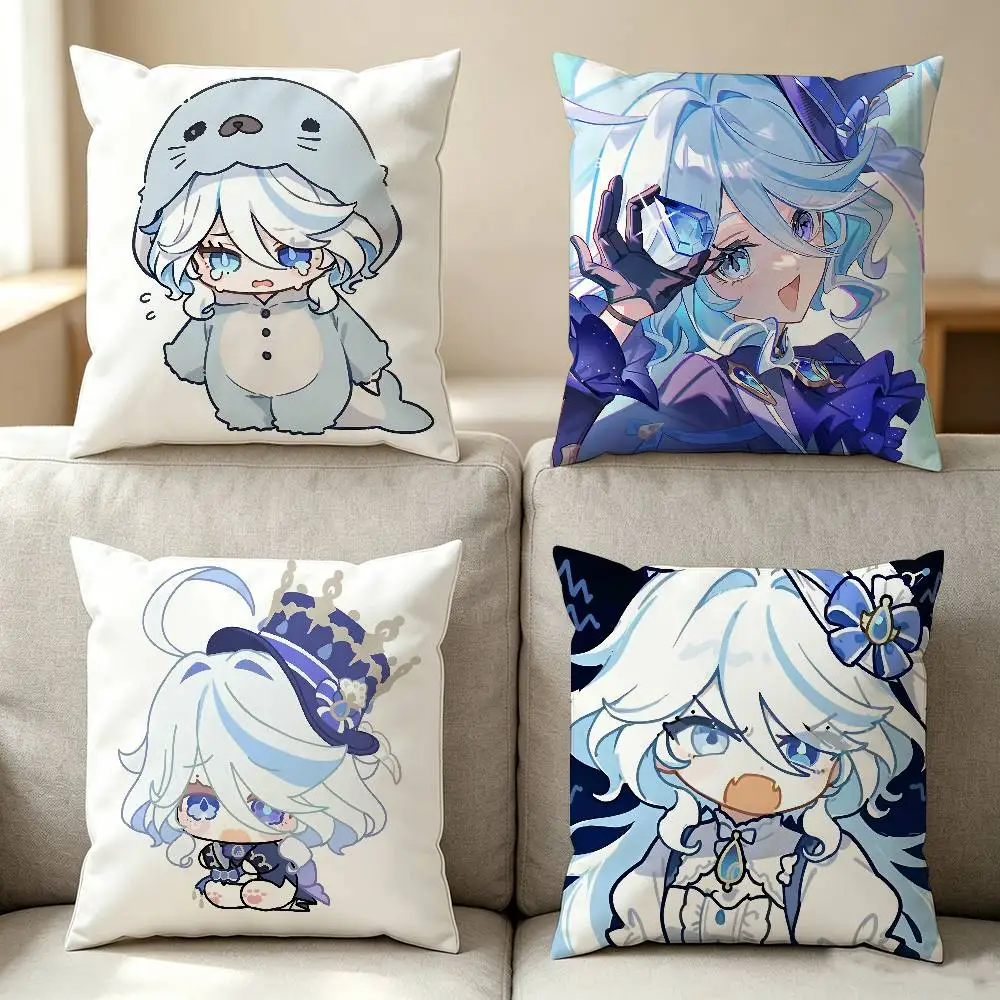 F-Furina Throw Pillow Case 40x40cm Decoration DIY Square Chair Pillowcase Pad Cover