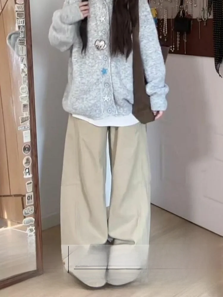 

Джинсы прямого кроя с высокой талией, больших размеров, цвет хаки, женские, осенне-зимние, новые, стройнящие, в пол