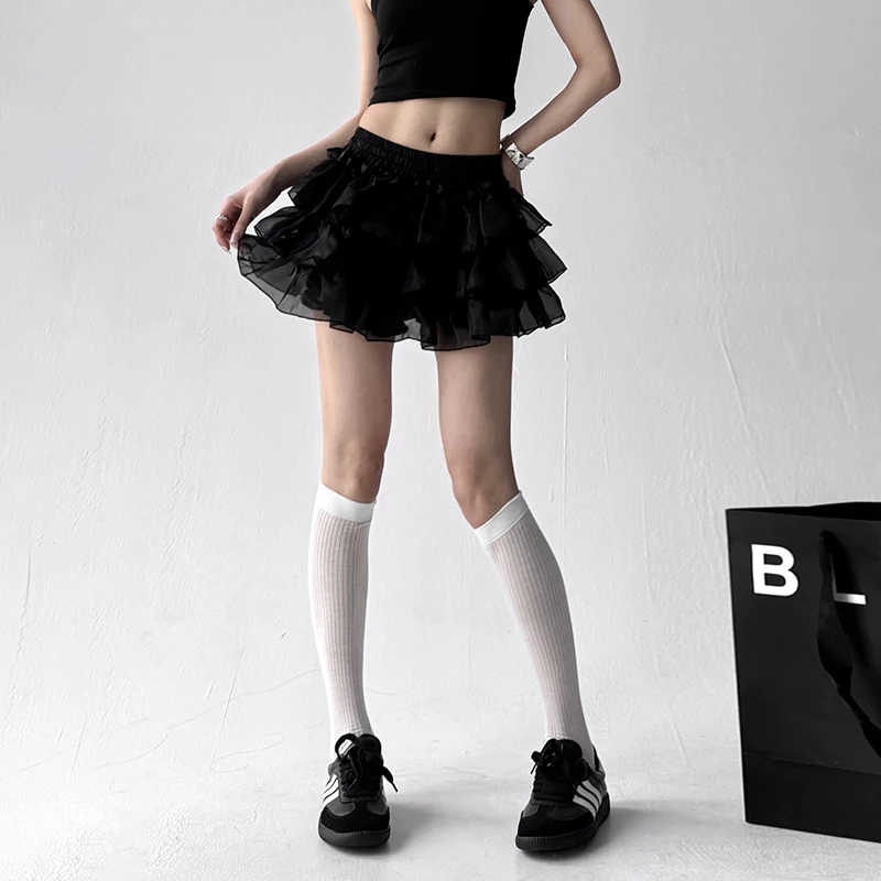 

Однотонная пышная юбка-макси с эластичным поясом, женская летняя повседневная юбка А-силуэта из тонкого шелка