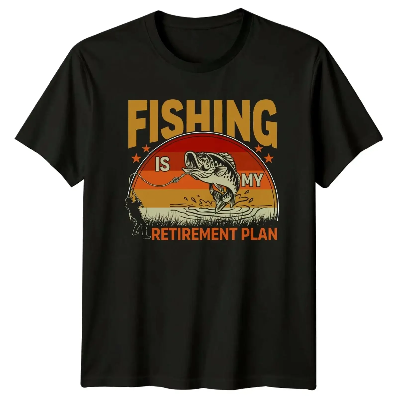 Angeln ist mein Ruhestandsplan Herren T Shirt Ruhestand Geschenk vintage Washed streetwear Soft designer clothes Slightly