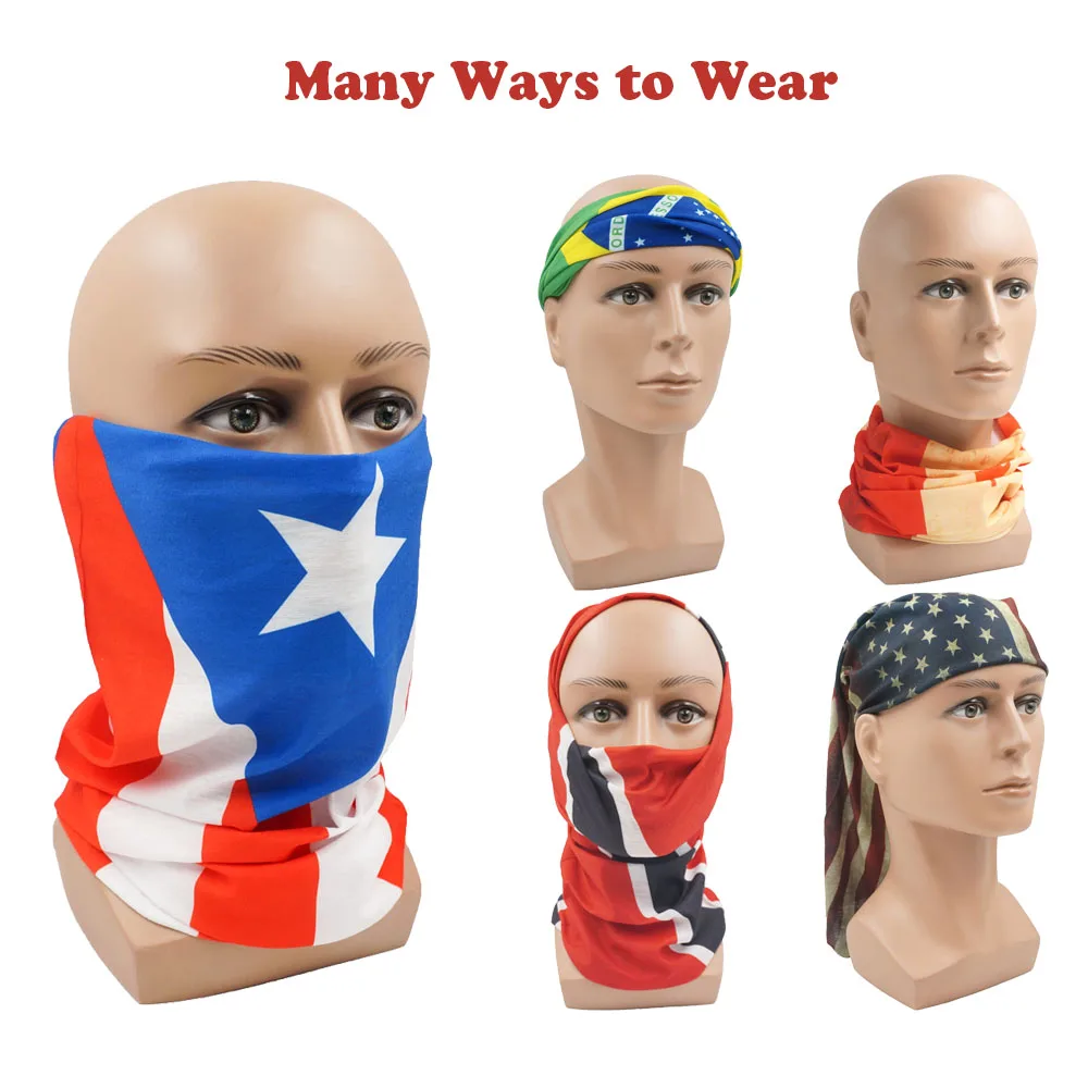 Americas National Flag Neck Gaiter Polyester Bandanas Cycling Scarf Men Outdoor Sports Headband UV Protection Fishing Face Mask