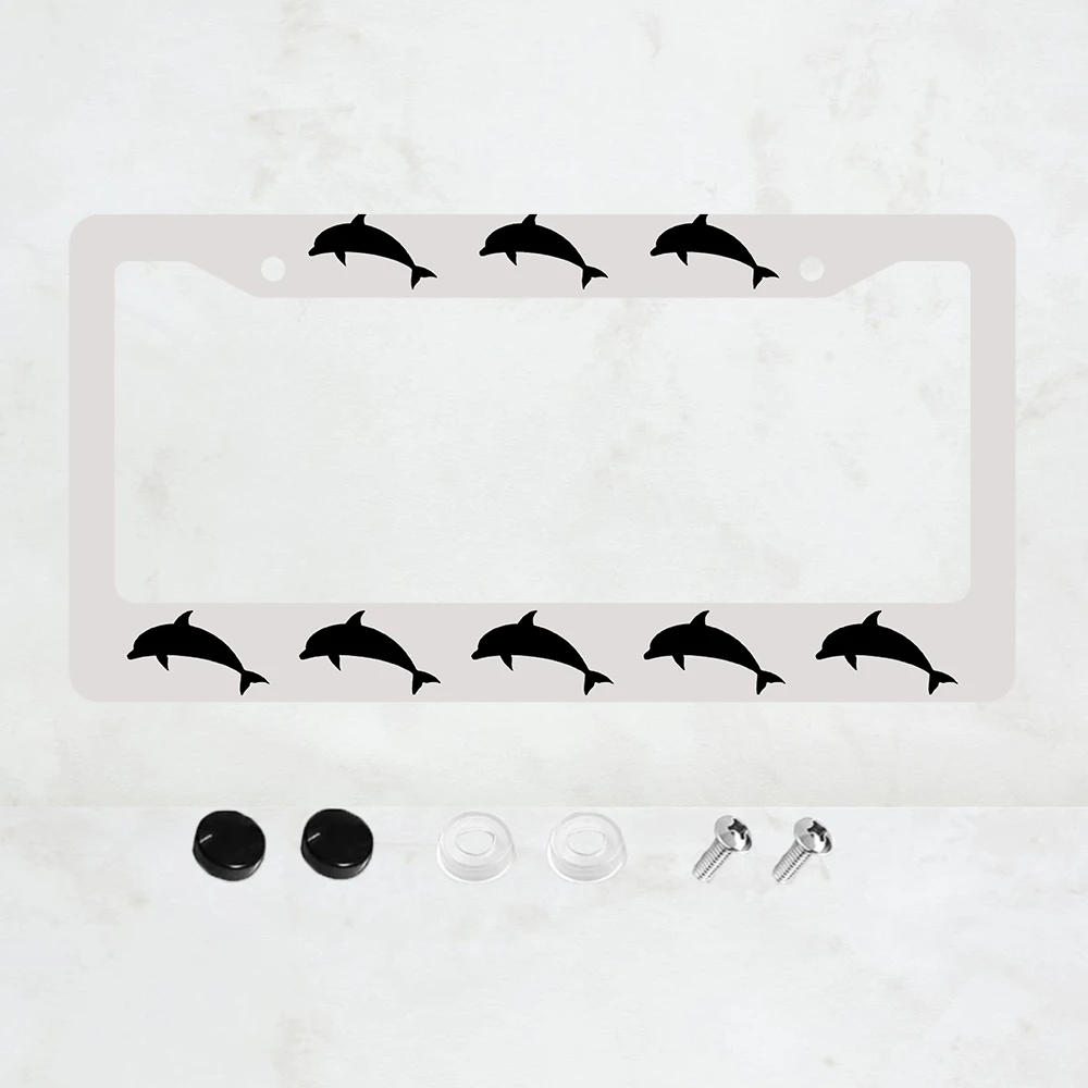 

License Plate Frames for Women Black and White License Plate Protector for Men Dolphin Universal Aluminum Car Accessory