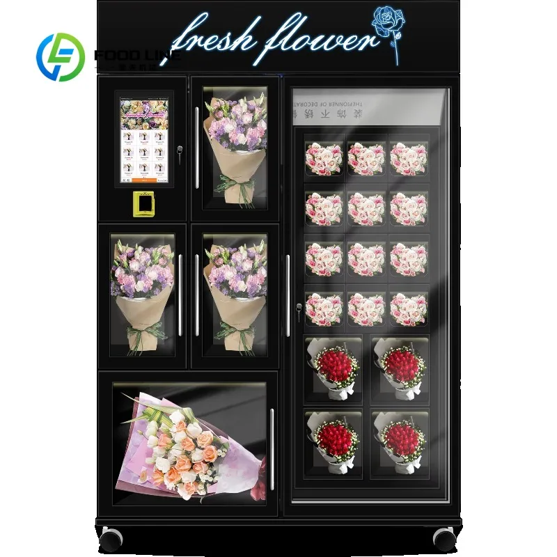 Customized Wholesale Self Service Flower Vending Machine Touch Screen Fridge Fresh Keeping 24h Unattended Mall Office  Dispenser