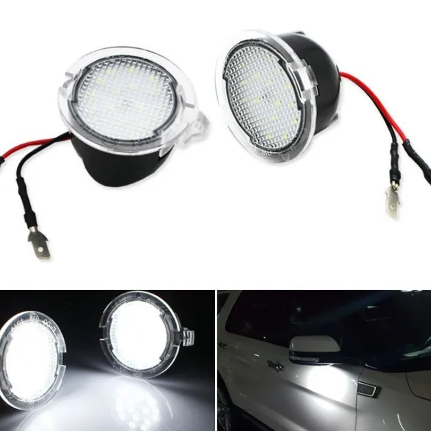2PCS LED Under Side Mirror Puddle Light White Light Warning Lamps Accessories for Ford Edge/Mondeo/Fusion Gen 2/Everest detail image 2