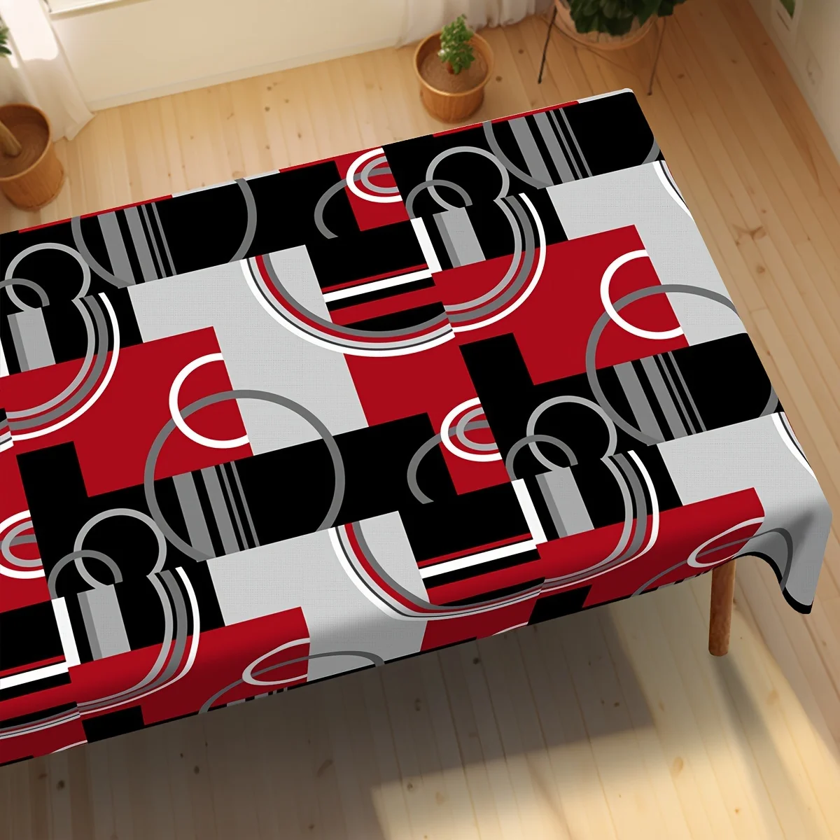 One round rectangular tablecloth, abstract geometric pattern tablecloth, modern minimalist style patternzyc