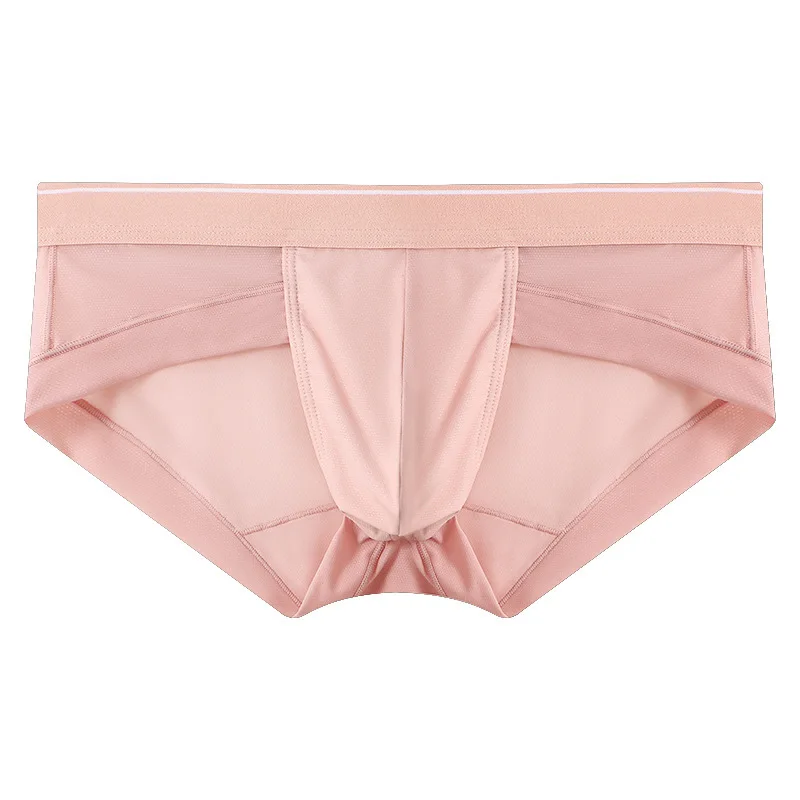 

New men's briefs in the summer of 2025 ice silk mesh fabric breathable and quick-drying underwear solid color underpants