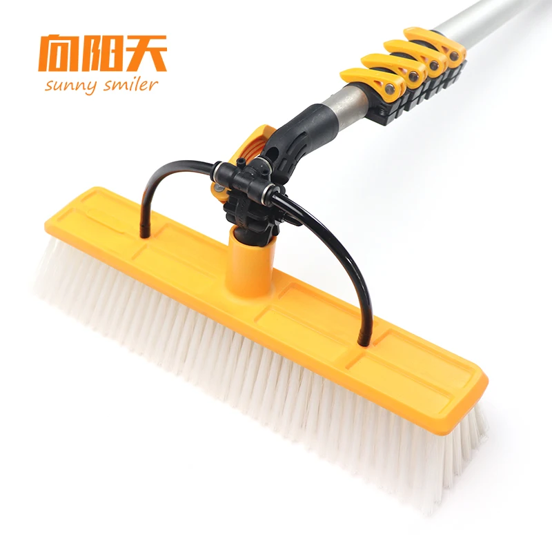 

30FT Telescopic Solar Panel Cleaning Water Fed Pole Tube Brushes 8 Inch Cleaning Brushes Kit With Water Pump