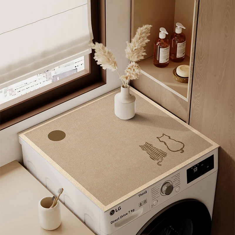 2025 new drum washing machine dust cover diatom mud non-slip mat waterproof sun protection refrigerator bedside table mat
