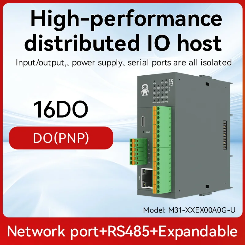 Remote IO Gedistribueerde IO NIEUWE Versie M31-AFAX4440G-U DI/DO/AO/AI RS485 RJ45 Modbus Met Uitbreidingsmodule CDEBYTE PNP NPN DIP