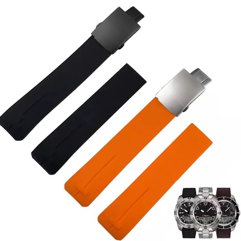 Silicone Watch Band  Fit for Tissot T-TOUCH T013 T047 20mm 21mm Black Orange Sport Waterproof Rubber Watch Strap T091 T013420A