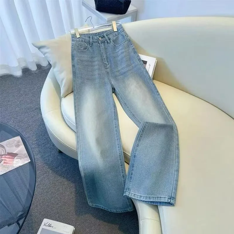 

Autumn Winter High Waisted Women Jeans Wide Leg Loose Fit Vintage Denim Trousers Retro Straight Leg Leisure Women Pants