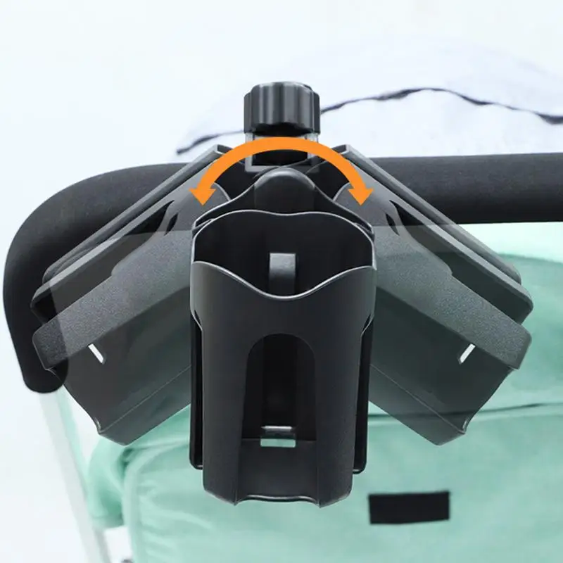 Car Stroller Drink Holder 360 Degree Rotatable Drink Cup Holder Space-Saving Adjustable Cup Organizer For Bicycles