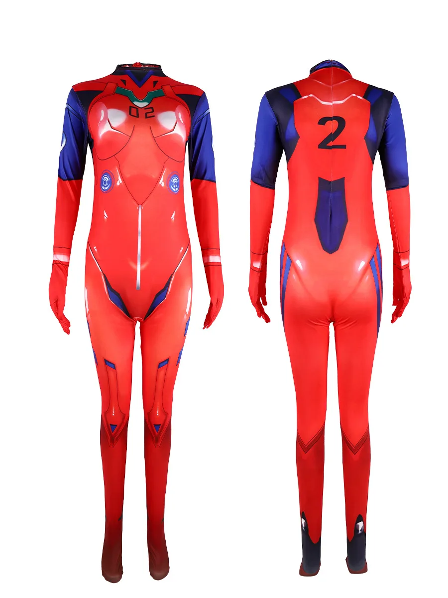Asuka Langley Soryu Ayanami Rei Zero Two Dva disfraz de Cosplay, mono de prueba Asuka, traje Zentai, traje de Anime para mujer