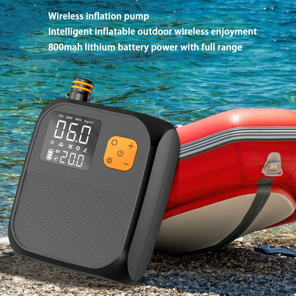 DC 15V 120W Electric Air Pump 25PSI Deflatable Inflatable Pump Built-in Battery SUP Air Inflator for Paddle Board Airboat Kayak