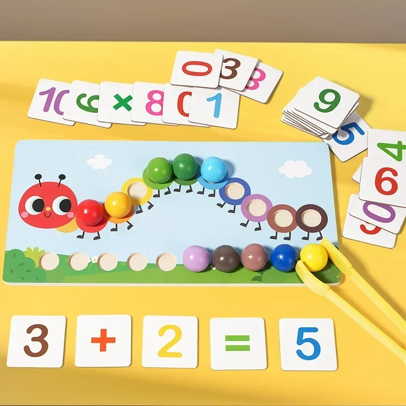 Clipe de madeira contas jogos montessori brinquedo cor correspondência quebra-cabeça aprendizagem conjunto movimento fino treinamento matemática brinquedos educativos para crianças