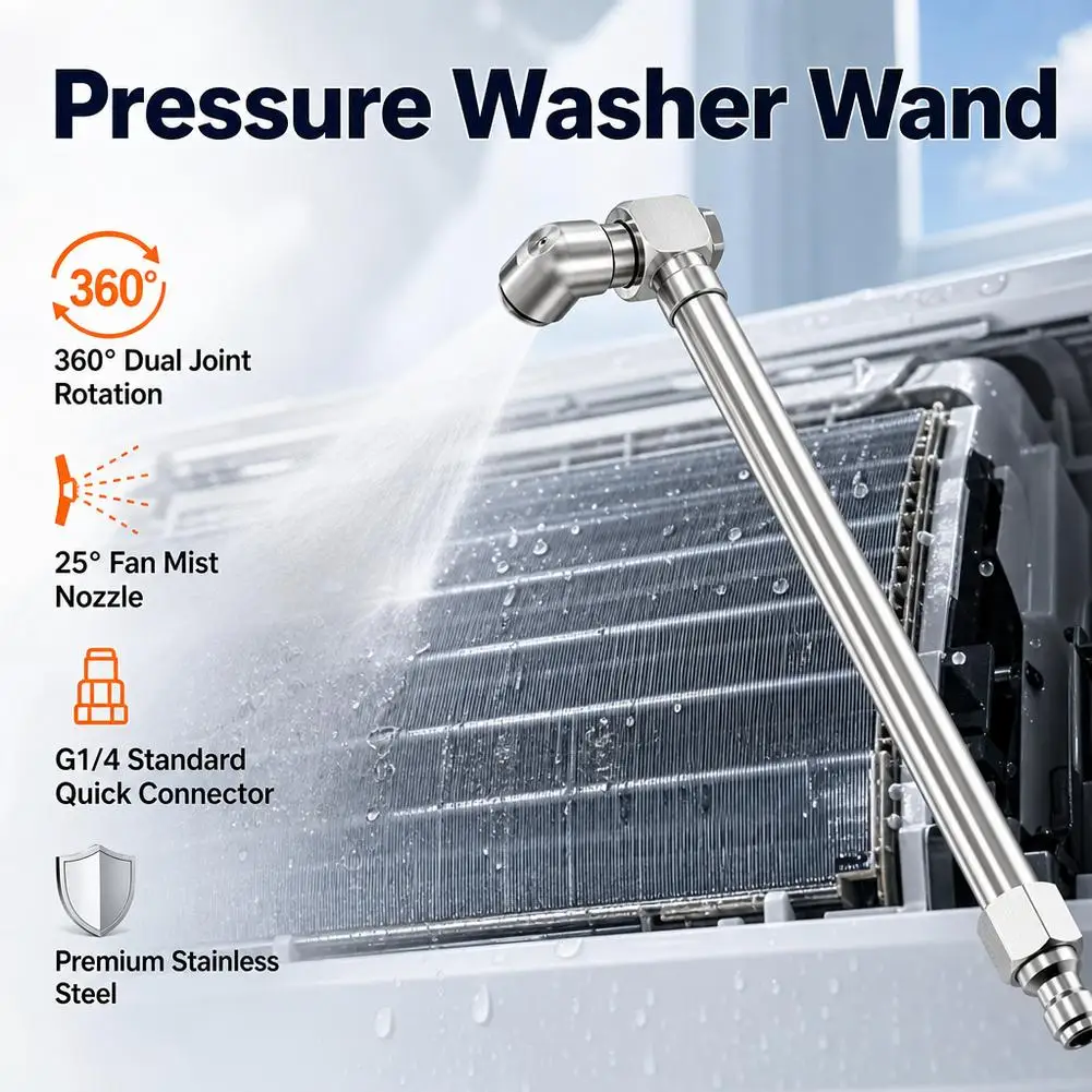 Adjustable Angle Dual 360° Swivel Nozzle Wand High-Pressure Spray Extension For Air Conditioner & Car Wash