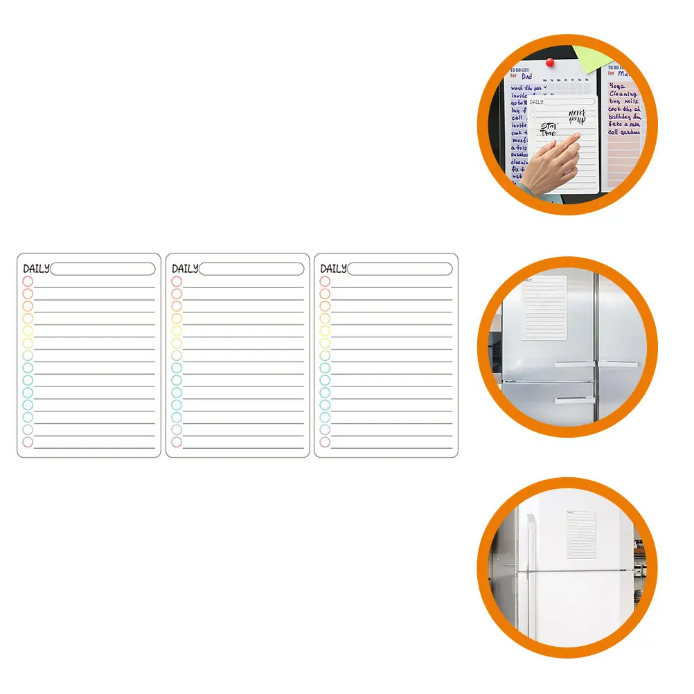 

3Pcs Magnetic Erasable Acrylic Fridge Planner Board Smooth Dry Erase Surface Reusable Refrigerator Schedule Whiteboard for Home