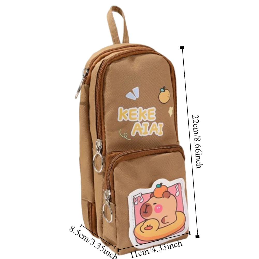 6 Schicht 11 Taschen Capybara Bleistiftbeutel Große Kapazität Tier Schultasche Form Federmäppchen Ästhetische Wasserdichte Reißverschluss Bleistiftbeutel