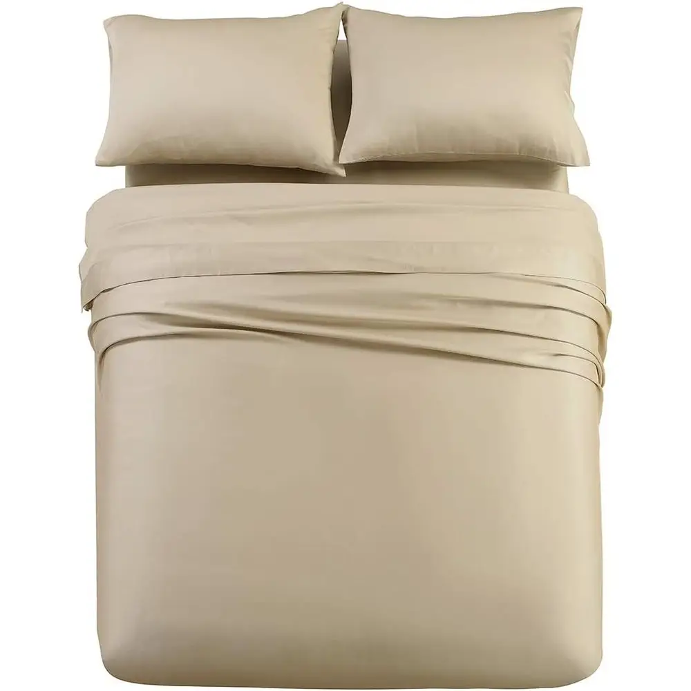 

600 Thread Count Tencel Lyocell Cooling Sheets with 32 Split Top and Deep Pockets, Adjustable Bed Compatible, Taupe