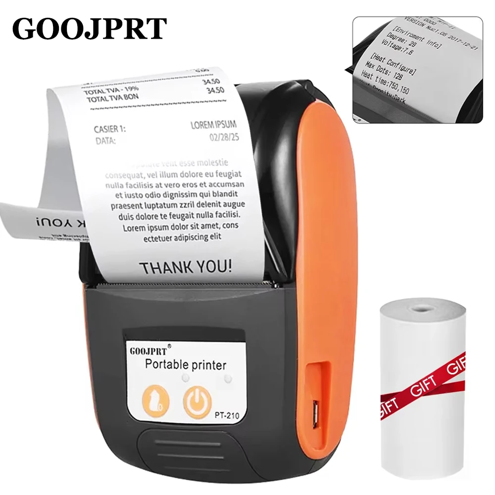 طابعة حرارية صغيرة محمولة مقاس 58 مم مقاس 2 بوصة، طابعة إيصالات تذكرة بلوتوث POS متوافقة مع نظام Android/iOS/Windows