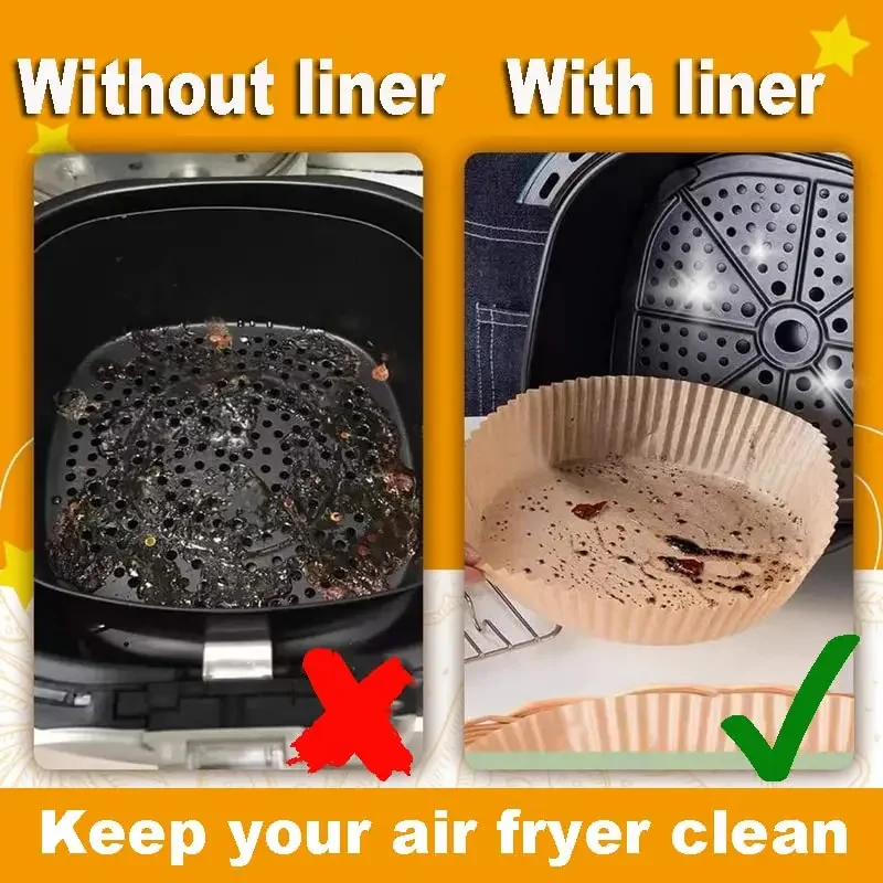 مقلاة هوائية كبيرة بطانات ورقية للاستعمال مرة واحدة غير لاصقة 23 سنتيمتر فرن Airfryer ورق خبز شواية النينجا COSORI سلة الطبخ