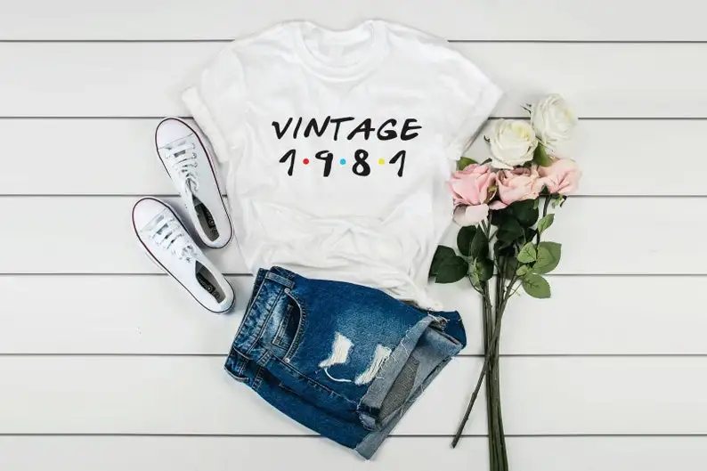 41th birthday shirt Shirt vintage 1981 tshirt Personalized gift Gift For Women Man 100% cotton Streetwear Unisex Drop shipping