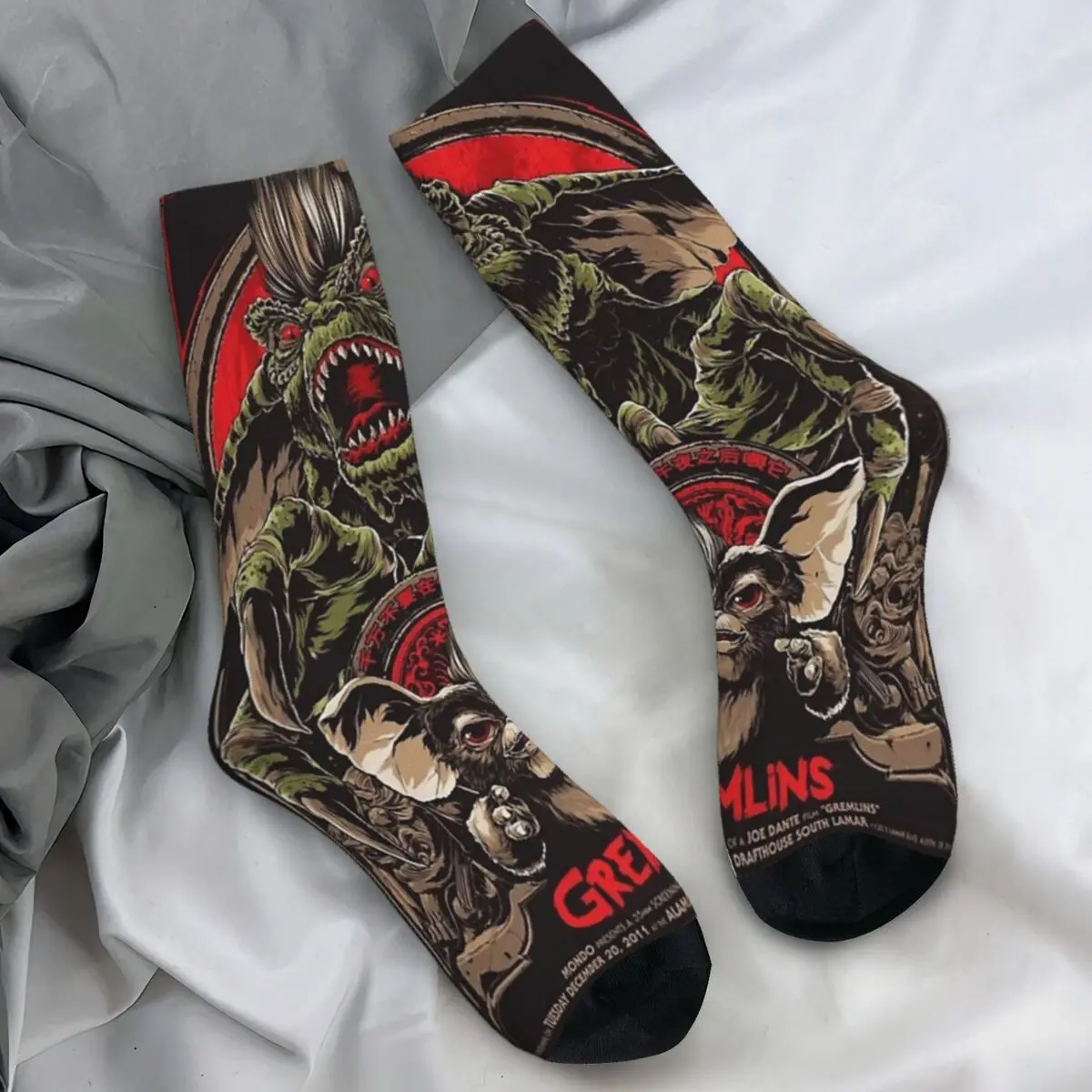 

Носки для пар, Гремлины 1984 года, чулки с постером фильма ужасов, зимние повседневные качественные носки, дизайнерские уличные противоскользящие носки