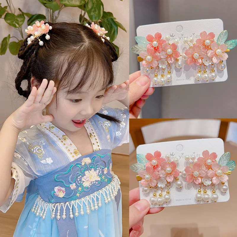 

Children's Headwear Girls' Antique Style Flower Hair Clip Chinese Style Hair Clip Princess Costume Hair Accessory