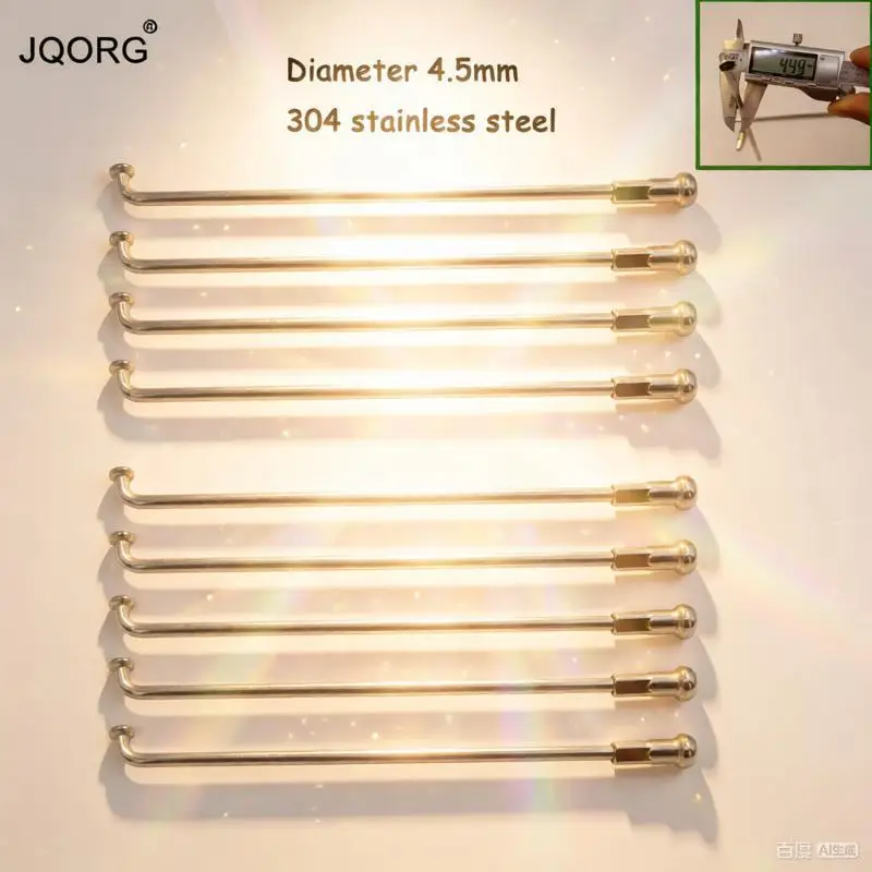 20 PCS A Lot Diameter 4.5mm 7G Maetrial 304 Stainless Steel Lighting Sliver Color J-bend Round Body Motorcycle Spokes With Nuts